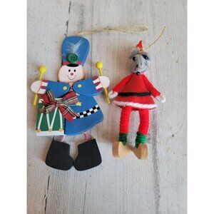 Unique vintage mouse Santa Claus soldier ornament Xmas set